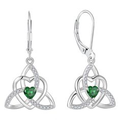 PRICES MAY VARY. Heart Knot Earrings symbolism: YIFSIY 925 sterling silver love's emblem, cultural heritage, and personal expression. High Quality- 925 sterling silver with rhodium plated, cubic zircon, excellent electroplate technique, nickel free, lead free and hypoallergenic. Trinity Knot Earrings Size - High:32mm set with 4*4mm heart-brilliant-cut AAA artificial created emerald. Reason for Choice - Come with YIFSIY jewelry box, which can be as a Christmas gift to women, mom, wife, girlfriend Celtic Knot Earrings, Heart Knot, Garnet Birthstone, Trinity Knot, Earring For Women, Knot Earrings, Drop Earring, Cultural Heritage, Fun Earrings