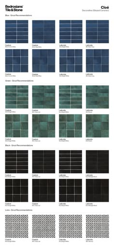 the different shades of blue and green tile are shown in this diagram, which shows how they