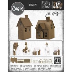 an image of paper model houses with instructions for building and decorating the house in cardboard