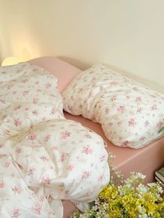 Girly floral-printed duvet cover set in sweet pink color  US Single (3pcs) 1*Duvet cover 59*79" (150*200cm) 1*Flat sheet 70*90" (180*230cm) 1*Standard Pillow sham 19*29" (48*74cm) US Full  1*Duvet cover 79*90" (200*230cm) 1*Flat sheet 96*98" 2*Standard Pillow shams 19*29" US Queen / UK King 1*Duvet cover 86*94" (220*240cm) 1*Flat sheet 96*106" 2*Standard Pillow shams 19*29" * Natural cotton material that becomes softer with every wash.  * Machine washable in cold water with mild detergent on a g Pink Floral Duvet Cover, Cute Pink Pillows, Pink Cottagecore Room, Pink Girly Room, Pink Bed, Pink Cottagecore, Cottage Rose, Pink Duvet, Cute Bedding