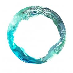 a circle made out of blue and green paint on a white background with the letter o in it