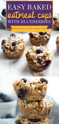 Baked Oatmeal Cups with Blueberries, Delicious breakfast recipes, Breakfast ideas Coconut Baking, Delish Recipes, Delicious Breakfast Recipes, Baked Oatmeal, Easy Delicious Recipes