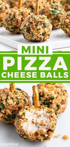 mini pizza cheese balls on a white plate