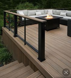 an outdoor fire pit on a deck with the words, how to make it yours