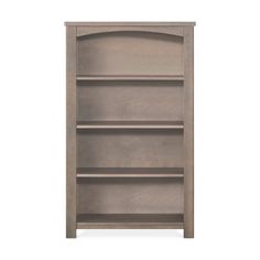 a bookcase with three shelves on each side and one door open to reveal the bottom shelf