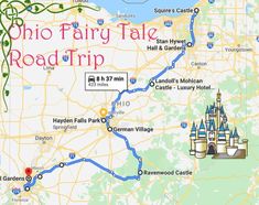 a map shows the location of disneyland world's fairy tale road trip, as well as its locations