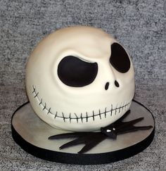 a cake decorated to look like jack skellingy