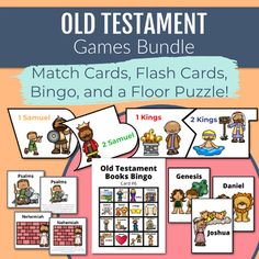 the old testament games bundle with matching cards and flash cards