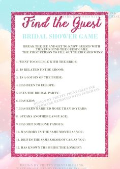 the bridal shower game for brides