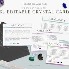 the printable crystal cards are ready to be used for crafts and diy projects