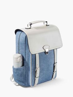 Our Denim Textured PU backpack is a stylish companion for your everyday travels. Designed in denim colors and textures, this backpack effortlessly blends fashion and functionality. 1. plenty of interior space for a 15.6-inch computer, ideal for office, school and travel. 2. This backpack with cushioned padded shoulder straps is comfortable to carry and very lightweight. 3. Easy-to-clean PU fabrics 4. Faux denim backpacks allow you to mix and match more easily!