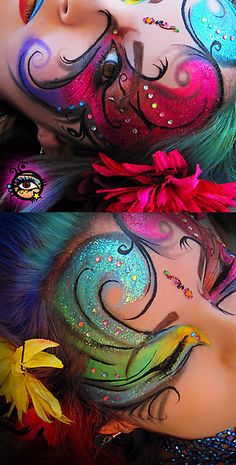 Het komt er weer aan: carnaval! Combineer bonte kleuren en feest met pure ontspanning en serene rust. Combineer carnaval met BoerderijSpa Nutter Extreme Make-up, Fantasy Make-up, Glitter Photography, Theatrical Makeup, Fairy Makeup, Have Inspiration