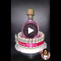 a birthday cake made to look like a bottle