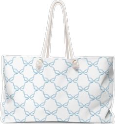 Casual White Weekender Bag With Adjustable Strap, Casual White Travel Bag For Weekend, Blue Summer Bags For Weekend, Blue Summer Weekend Bag, Blue Summer Beach Bag For The Weekend, Blue Weekend Bags For Summer, Beachy Rectangular Bag For Weekend, Beachy Weekend Bag Rectangular, Blue Beach Weekend Bag