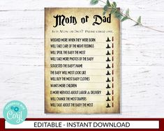 a printable poster for the birth of a baby boy, with instructions on it