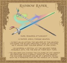 an image of a rainbow rapier with two swords and the text below it reads, rainbow rapier