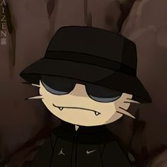 a cartoon character wearing a black hat and sunglasses with an evil look on his face