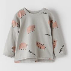 Nwt Zara Gray Bear Team Shirt Size 12-18m Non Smoking Cat Friendly Home Long Sleeve Tops For Fall Playtime, Family Matching Pink Tops For Fall, Long Sleeve Cartoon Print Tops For Playwear, Fall Playtime Crew Neck Tops, Family Matching Long Sleeve Tops With Cartoon Print, Cute Long Sleeve Cartoon Print Tops, Cute Zara Tops For Fall, Graphic Print Tops For Playwear In Fall, Cute Fall T-shirt For Playtime