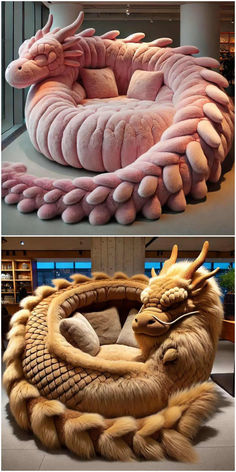 an animal bed that looks like a dragon