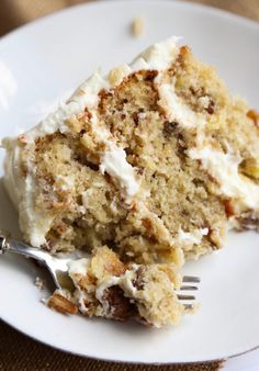 a piece of cake on a plate with a fork