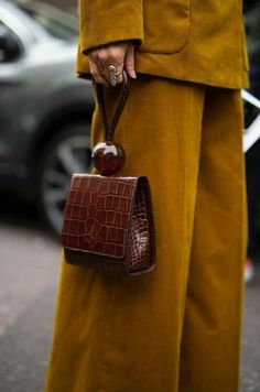 Mustard Pants, Embossed Bag, Kelly Bag, Brown Purses, Winter Trends, Prada Handbags, Brown Bags, Camel Color, 가을 패션