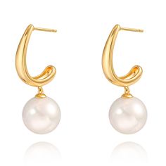 Pearl Drop Earring,Pearl Huggie Earrings,18k Gold Plated C Shape Earrings,Shell Pearl Dangle Earrings,Bridal Earring,Earrings for Women Material:18K Gold Plated/Shell Pearl Pearl Size:10mm Color: Whiter Pearl Shape: Round Pearl Style: Wedding Earrings Package: Cloth bag packaging Item No.:AWW-RH395 As Gift:This minimalist women drop chain earrings is a everyday-wear statement jewelry, which is perfect for any occasions for any ages. An excellent gift for women, men, girls, boys, teen, mom, daugh Formal Teardrop Hoop Earrings With Pearl Charm, Elegant Pear Shaped Hoop Earrings With Pearl Drop, Formal Drop Pearl Earrings For Pierced Ears, Classic Formal Hoop Earrings With Pearl Drop, Formal White Hoop Earrings With Pearl Drop, Single Pear-shaped Pearl Earring For Formal Occasions, Formal White Pearl Drop Hoop Earrings, Formal Single Pear-shaped Pearl Earring, Formal Pearl Pendant Drop Earrings