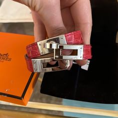 Hermes Kelly Ruby Chevre Double Bracelet In Excellent Condition. I Wore It For A Month Or So. It’s Very Rights On Me. The Length Is 14 Inches Double Bracelet, Hermes Jewelry, A Month, Womens Jewelry Bracelets, Ruby, Women Jewelry, Bracelet, Red, Women Shopping