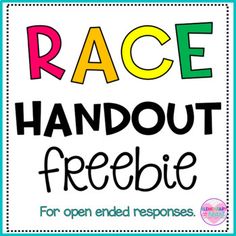 the race handout freebie for open ended responses