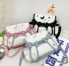 Cute Messenger Bags, Anime Tote Bag, Kawaii Bag, Mode Kawaii, Kawaii Bags, Sacs Design, Parcel Delivery, Kawaii Accessories, Star Moon