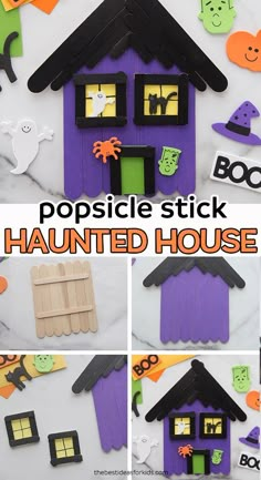 this popsicle stick halloween house is so cute and easy to make