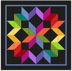 an image of a colorful quilt with many different shapes and sizes on the black background