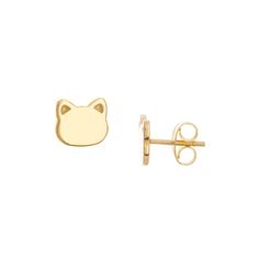 14K Solid Yellow Gold Cat Stud Earrings - Cat Profile Earrings - Cat Lover Earrings - Dainty Novelty Rose Gold Anklet, Lover Earrings, Cat Stud Earrings, Shine Jewelry, Cat Profile, Novelty Earrings, Cat Earrings Studs, Earrings Dainty, Wedding Jewelry Earrings