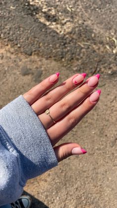 Summer French Nails, Pink French Tips, Barbie Pink Nails, Hoco Nails, Pink French Nails, Barbie Ideas