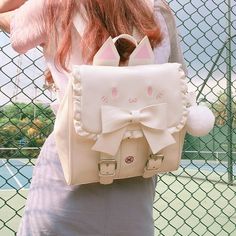 Kawaii Cat Backpack with Bow on Storenvy Kawaii Purse, Kitty Backpack, Chat Kawaii, Outfit Pieces, Kawaii Bags, Kawaii Backpack, Baby Backpack, Cat Backpack, Bow Bag