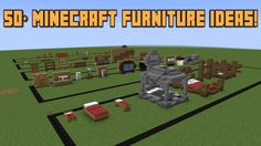 an image of a minecraft furniture set in the middle of a field with text overlay