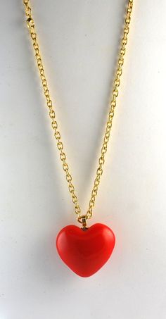 "Wonderful Vintage Puffy Heart! These fabulous hearts measure 1 1/2\" x 1 3/4\" and the depth is about 3/4\". It hangs on a 24\" vintage chain. Material: resin. Price is for one heart and chain." Vintage Chain, Puffy Heart, Photo Heart, Vintage Heart, Beautiful Heart, Long Chain, Heart Pendant Necklace, Miami Beach, Resin Jewelry