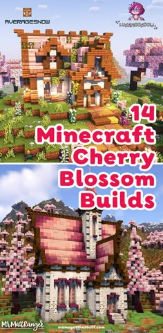 the front and back cover of minecraft cherry blossom build