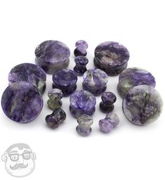 "Charoite Stone Plugs (0G, 5/8\", 3/4\", 1 inch) 1 Pair  (ordering a quantity of 1 gets you a pair) Select size from the drop-down menu 10mm length These plugs have an amazing color pattern to them. Each and every plug will be 100% different. We do our best to provide you a matching set but not guaranteed. These are hand made. This is a completely natural stone. Its almost impossible to find an identical pair.If you would like to see a picture of pair you will be sent please don't hesitate to em Pretty Piercings, Industrial Piercing Jewelry, 00 Gauge