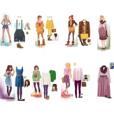 many different types of clothes are shown in this image