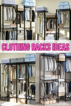 an organized closet with clothes racks, drawers and other items in the same room for storage