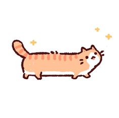 a drawing of a cat that is looking at the ground with stars in the background