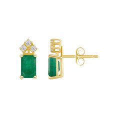 Featuring emerald-cut emerald gemstones and dazzling diamond accents, these stylish studs complete your elegant look. Featuring emerald-cut emerald gemstones and dazzling diamond accents, these stylish studs complete your elegant look.Click on this JEWELRY & WATCHES GUIDE to learn about fit, styles, materials and more! Length: 1/2 in. Backings: post Metal: 14k gold Plating: rhodium Finish: polished Packaging: boxedSTONE DETAILS Stone type: emerald Total weight: 1 1/10 ct. Stone size: 6 mm x 4 mm Emerald Cut Green Diamond Earrings For Formal Events, Green Emerald Cut Diamond Earrings For Formal Occasions, Green Emerald Cut Diamond Earrings For Formal Events, Formal Green Emerald Cut Diamond Earrings, Emerald Cut Diamond Earrings For Formal Occasions, Emerald-cut Emerald Diamond Earrings, Emerald-cut Emerald Diamond Earrings For Anniversary, Emerald-cut Diamond Earrings For Anniversary, Emerald Cut Diamond Earrings For Anniversary