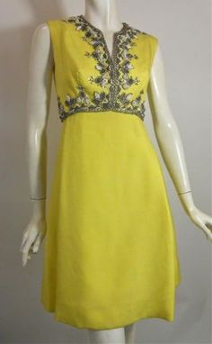 60s mod yellow cocktail dress, courtesy of Dorothea's Closet Vintage. Vintage Fashion 1960s, Vintage Fashion 1930s, 1960s Dresses, 1960 Fashion, Mod Squad, Saffron Yellow, Fashion 1960s, Girdles