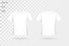 a white t - shirt mock up on a checkered background, front and back view