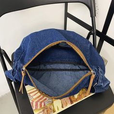 UAKISS - Solid Casual Female Bags Large Capacity Women Shoulder Bag Washed Denim Schoolbag For College Students Ladies Crossbody Bags Casual Denim Blue Hobo Bag With Large Capacity, Casual Denim Blue Hobo Bag For Travel, Casual Denim Satchel For Travel, Casual Denim Travel Satchel, Travel Denim Canvas Bag With Large Capacity, Large Capacity Blue Denim Hobo Bag, Blue Denim Hobo Bag With Large Capacity, Denim Blue Tote Bag For School, Denim Blue School Tote Bag