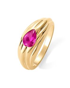 PRICES MAY VARY. Elevate your style with our gold-plated ring, showcasing a stunning 5 x 7mm pear-shaped AAAAA CZ stone. With an 8.5mm width, it's a bold statement piece. The pink hand-picked gemstones bring color and style to any outfit, whether you prefer a delicate touch or a striking fashion statement. Our ring boasts a 14k yellow gold plating for a long-lasting finish. It's 100% nickel, cadmium, and lead-free, and hypoallergenic—ideal for gifting and making a fashion statement without compr Chunky Gem Rings, Gold Ruby Ring With Vs Clarity, Wave Texture, Colored Gemstones, Chunky Rings, Gem Ring, Plated Ring, Gold Plated Rings, Blue Gemstones