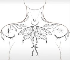 the back of a woman's chest with leaves on it