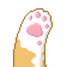 a cross stitch pattern of a cat's paw with pink and white spots on it