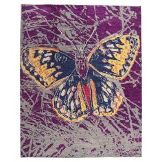 a painting of a butterfly on a purple background