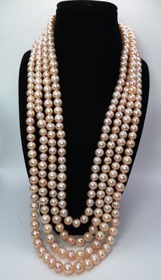 "Welcome to my shop. I hope you will like my jewelry.   Please see the detail for this item: Jewelry: AAA fresh water pear, genuine cultured pearl, real pearl. 4 rows pink pearl necklace handmade for women, made with pink pearls , silver 925. Sparkling, shiny, exclusive, one, suitable for any age. Size necklace 22\" Length 11.5\" Questions or Comments are most welcome Thanks for stopping by. See my other handcrafted precious jewels here: https://www.etsy.com/shop/Allbestforyoushop" Pearl Necklace Handmade, Pearl Necklace Freshwater, Pink Pearl Necklace, Real Pearl Necklace, Pearl Necklace Vintage, Pink Pearls, Necklace For Girlfriend, Kids Necklace, Precious Jewels